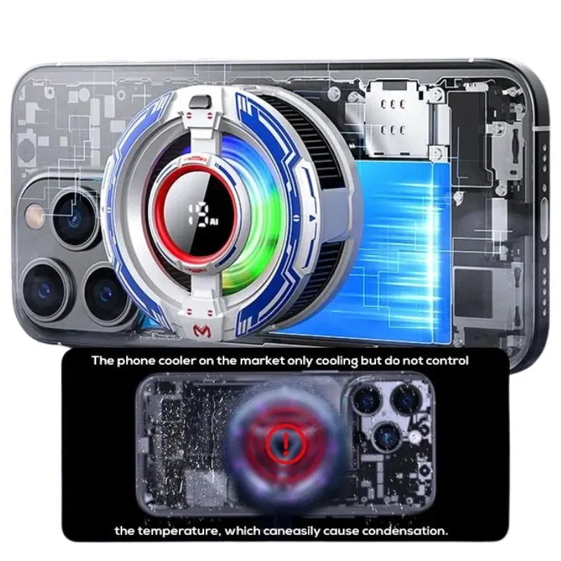 CX16 Magnetic Mobile Cooling Fan | Semiconductor Phone Cooler with RGB Lights | Fast Cooling Gaming Radiator for Android & iPhone