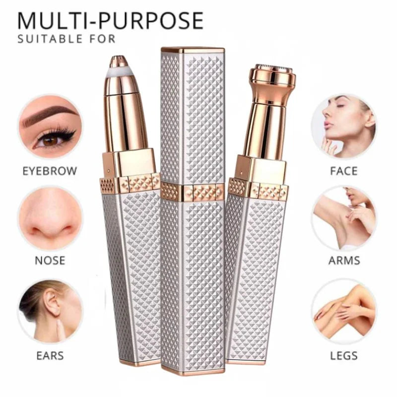 2-in-1 Flawless Facial Hair Remover & Eyebrow Trimmer | USB Rechargeable, Painless & Portable | Black