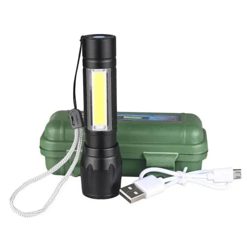 Metal COB Flashlight Torch  | Mini Rechargeable LED Work Light & Waterproof Emergency Penlight