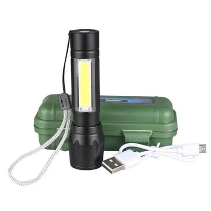 Metal COB Flashlight Torch  | Mini Rechargeable LED Work Light & Waterproof Emergency Penlight