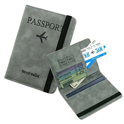 RFID Blocking Passport Wallet  | PU Leather Travel Document Holder with Card & Cash Pockets | Random Color