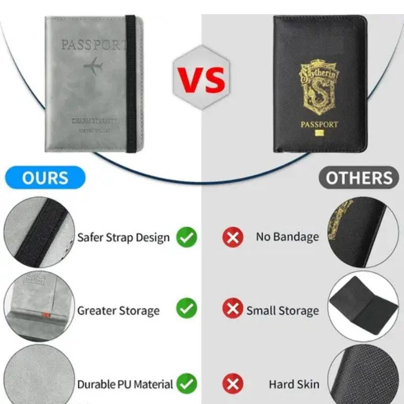 RFID Blocking Passport Wallet  | PU Leather Travel Document Holder with Card & Cash Pockets | Random Color