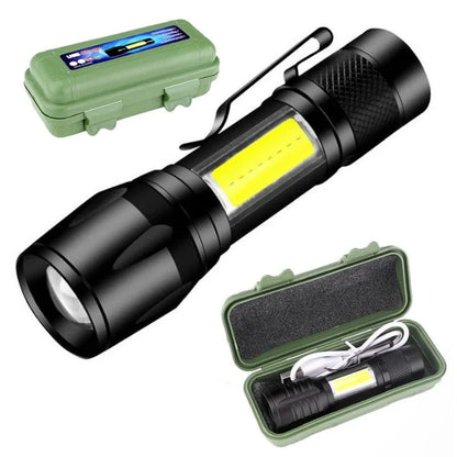 Metal COB Flashlight Torch  | Mini Rechargeable LED Work Light & Waterproof Emergency Penlight