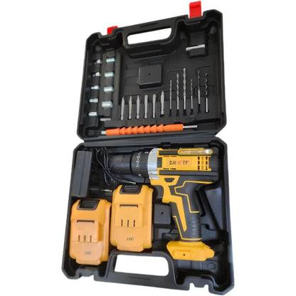 Cordless Drill Machine Kit with 2  Batteries  & 26 Accessories | Portable Rechargeable Impact Drill Set