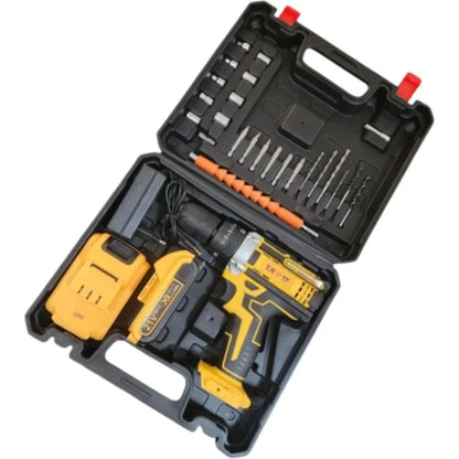 Cordless Drill Machine Kit with 2  Batteries  & 26 Accessories | Portable Rechargeable Impact Drill Set