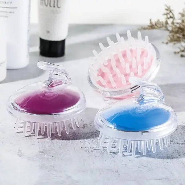 Head Scalp Massage & Shampoo Brush | Soft Silicone Bath Brush | Deep Cleansing & Relaxing Scalp Care | Random Colors