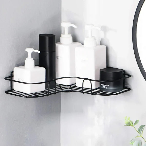 Wall Corner Rack | Multipurpose Kitchen & Bathroom Corner Organizer | Metal Wall Mount Storage Rack