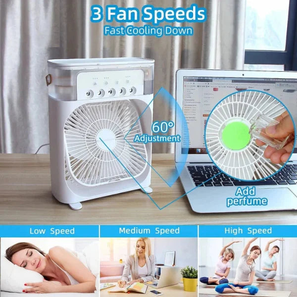 Portable Air Conditioner Mist Fan | LED Night Light, Mist & Humidifier