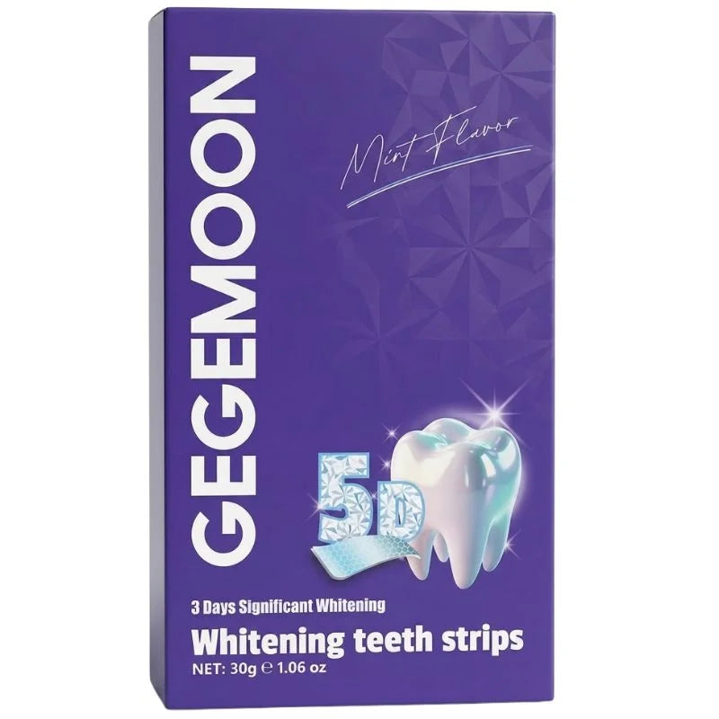Gegemoon 3D Teeth Whitening Strips | Professional 7-Day Whitening Kit | Enamel Safe Whitening Strips | Deep Stain Removal | Mint Flavor | 7 Pairs