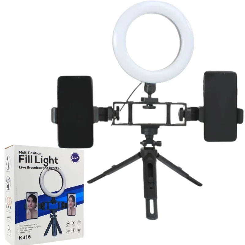 6-Inch Multi-Position Fill Light | Selfie Ring Light with Tripod Stand & Phone Holder | 3 Color Modes | USB Powered | Multicolor