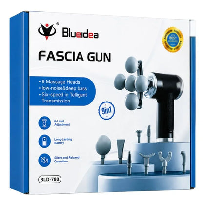 Five Head Massage Gun  | Rechargeable Deep Tissue Muscle Massager | 9 Massage Heads | 6 Speed Levels | Model  BLD-780 | Random color