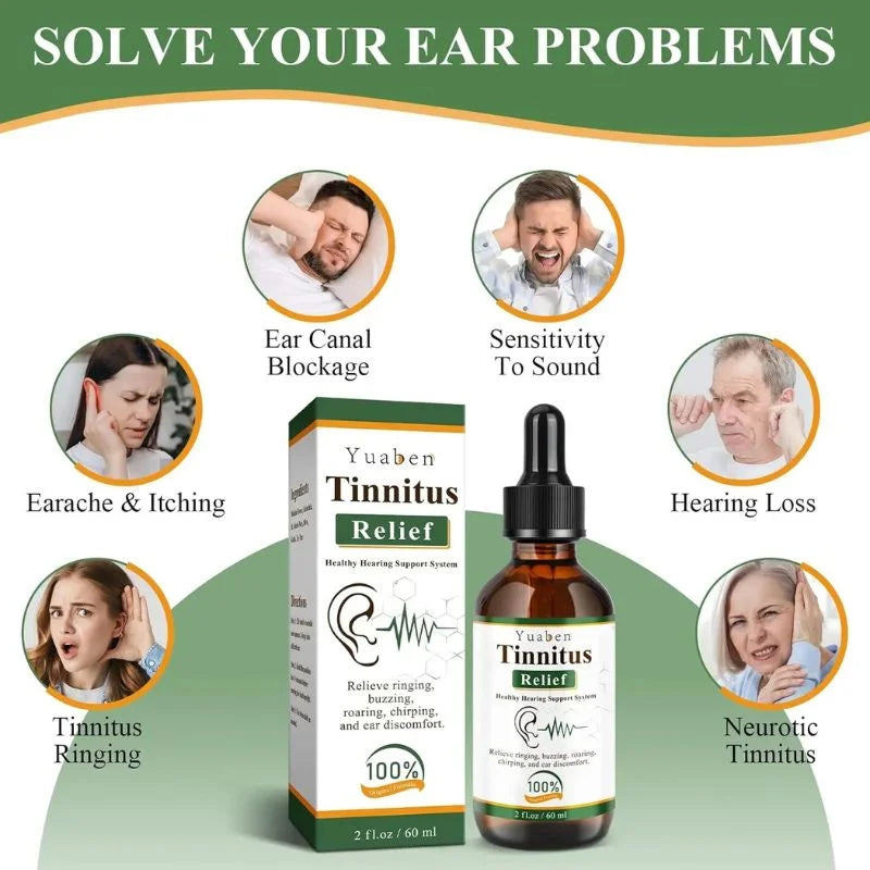 Yuaben Tinnitus Relief Drops | Healthy Hearing Support System | Ear Care Drops for Ringing, Buzzing & Ear Wellness | 60ml