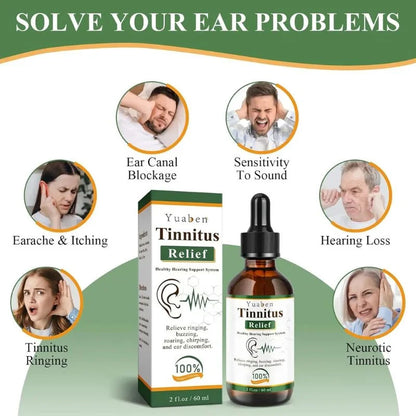 Yuaben Tinnitus Relief Drops | Healthy Hearing Support System | Ear Care Drops for Ringing, Buzzing & Ear Wellness | 60ml