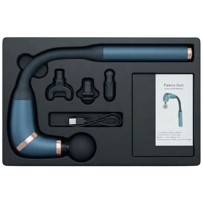 Long Handle Fascial Gun Massager | Model: BLD-339 |  Rechargeable Massage Gun with 4 Interchangeable Heads | Full Body Muscle Relaxation