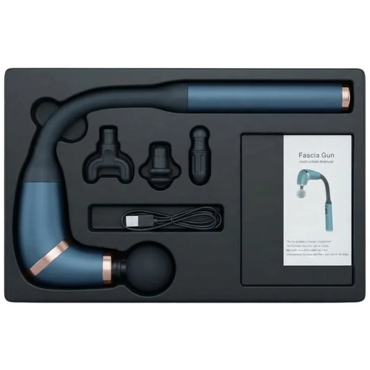 Long Handle Fascial Gun Massager | Model: BLD-339 |  Rechargeable Massage Gun with 4 Interchangeable Heads | Full Body Muscle Relaxation