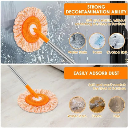 Sunflower Shape Cleaning Mop | 360° Rotating Extendable Microfiber | For Walls, Floors, Bathroom, Windows & Car Cleaning