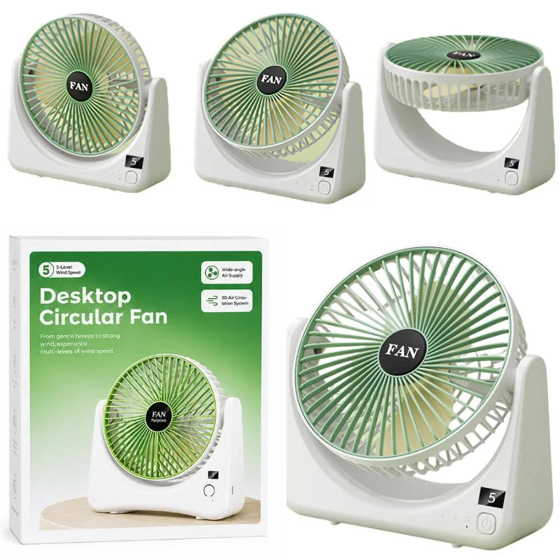 Circular Rechargeable Desktop Fan | Quiet Personal Air Circulator
