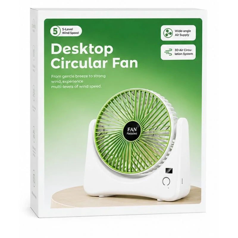 Circular Rechargeable Desktop Fan | Quiet Personal Air Circulator