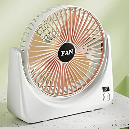 Circular Rechargeable Desktop  Fan | Model QL-01 | 3 Speed Personal Cooling Fan | Quiet Air Circulator for Home, Office & Travel | Random Color