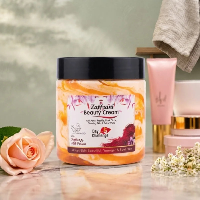 Zafrani Skin Brightening & Moisturizing Cream | Saffron-Infused Deep Hydration Cream | For Face & Body | 500ml
